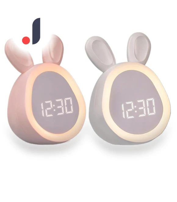 Cute Rabbit Alarm Clock with Night Light — Clocks, DC-HOME Textile
