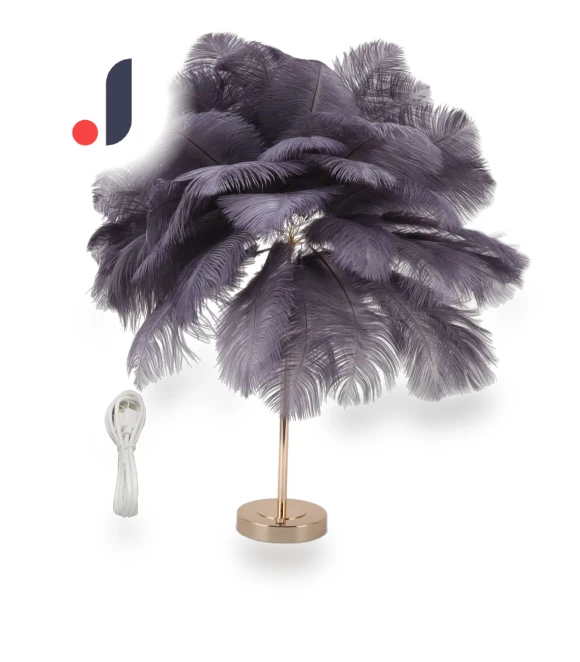 Feather Table Lamp with 3-Color Touch Switch — Desk & Table Lighting, KONNWEI