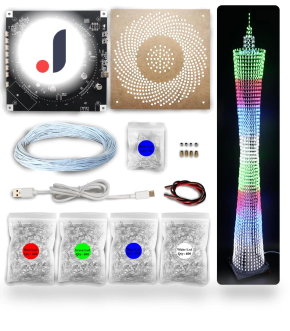 LED Canton Tower DIY Electronic Cubic Model — Clock Kits, AniWorld