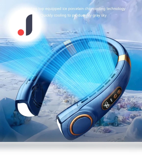 Portable Neck Mini Fan with Digital Display — Portable Cooling Solutions, Chic Interiors
