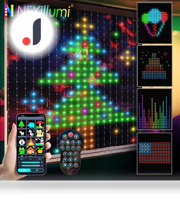 RGB Window Curtain Fairy Lights — String Lights, Modern Home Furnishing
