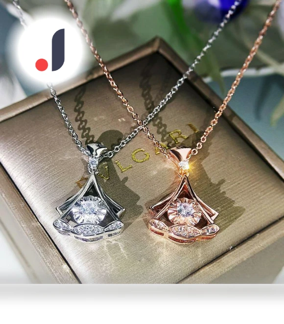 Rose Gold Necklace with Fan-Shaped Smart Zircon Pendant — Smart Jewelry, Prettiest WW