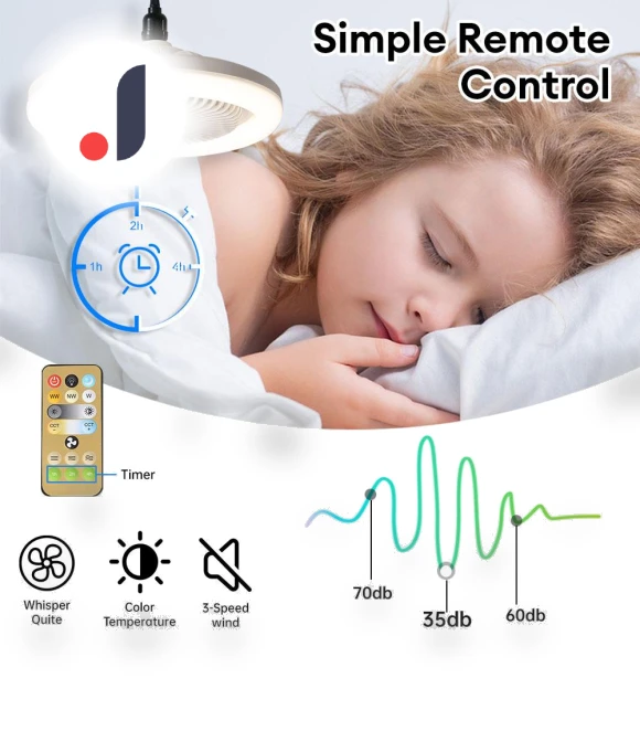 Smart Ceiling Fan 3-in-1 with Remote Control — Ceiling Fans, Chic Interiors