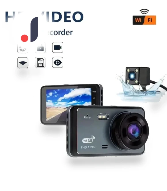 Touch Screen Dual Lens Mobile Internet 1080P Ultra HD 24-Hour Parking Monitor WiFi Recorder — Dashboard Cameras, CANKE