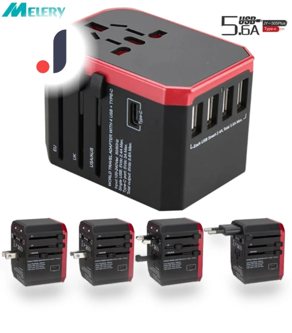 Travel Smart Adapter International Plug Adapter Wall USB Type C Charger AC Power — Chargers & Adapters, Melery