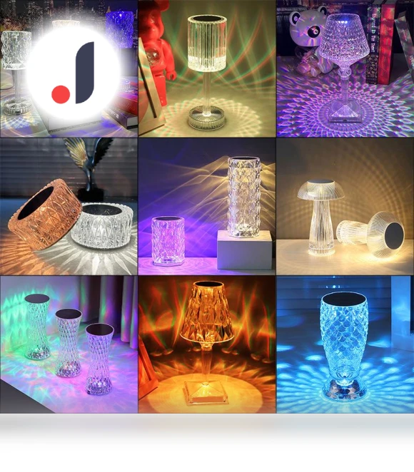 Crystal Rose Touch Lamp with Brightness Adjustment — Overhead Lighting, Got Now