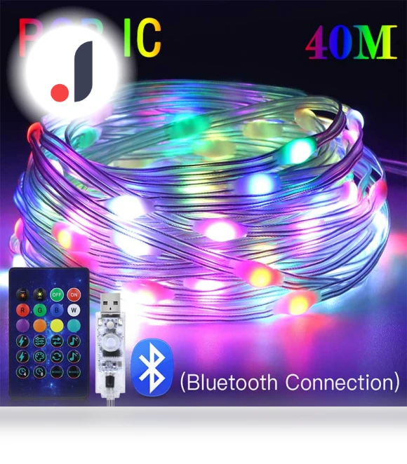 Smart RGB LED Party Garland — Outdoor String Lights, AutoSphere