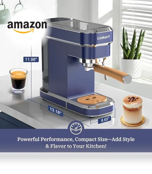 20 Bar Espresso Maker with Milk Frother Steamer — Coffee & Espresso Combos, Laekerrt