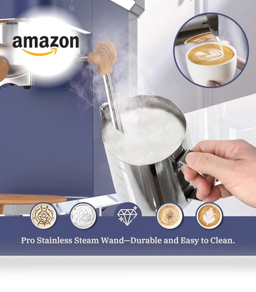 20 Bar Espresso Maker with Milk Frother Steamer — Coffee & Espresso Combos, Laekerrt