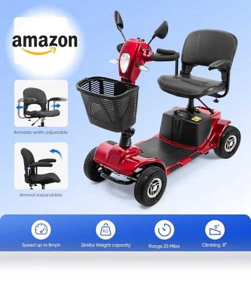 4 Wheel Mobility Scooter with Lights & Rearview Mirror — Electric Self-Balancing Scooters, VERPAL