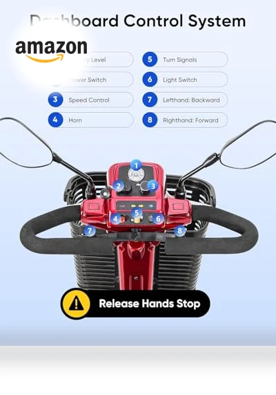 4 Wheel Mobility Scooter with Lights & Rearview Mirror — Electric Self-Balancing Scooters, VERPAL