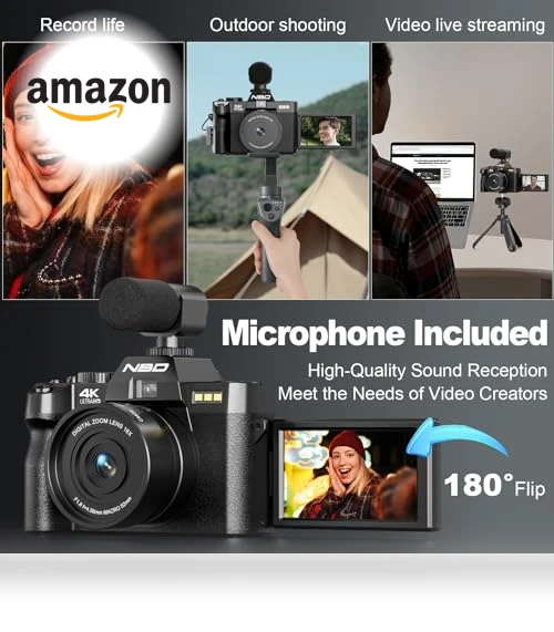 4K Vlogging Camera with Flip Screen — Compact Digital Cameras, NBD
