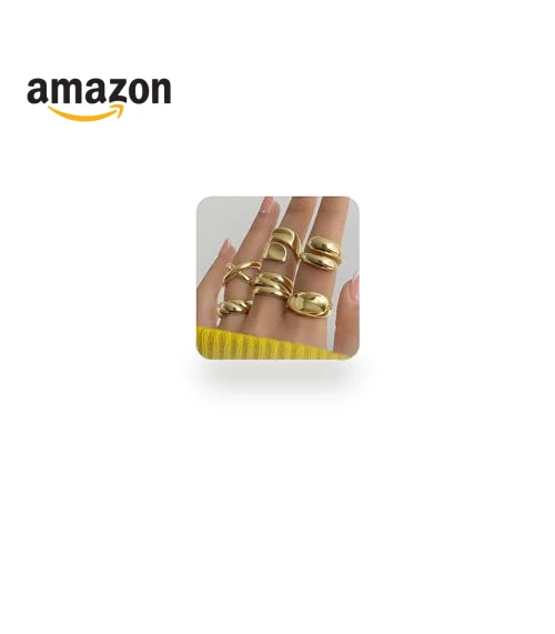 Chunky Gold Rings Set — Stacking, YEEZII