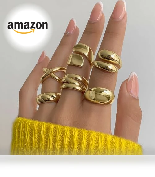 Chunky Gold Rings Set — Stacking, YEEZII