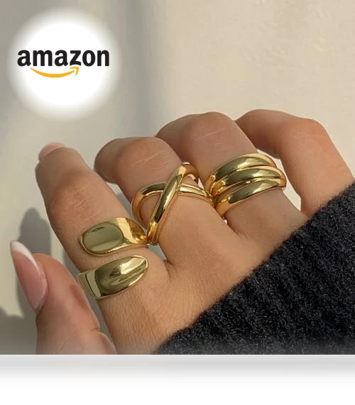 Chunky Gold Rings Set — Stacking, YEEZII