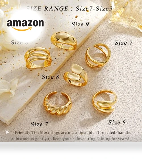 Chunky Gold Rings Set — Stacking, YEEZII