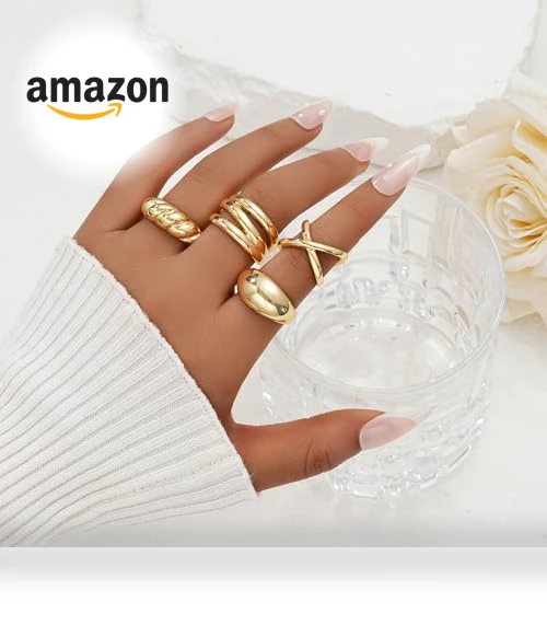 Chunky Gold Rings Set — Stacking, YEEZII