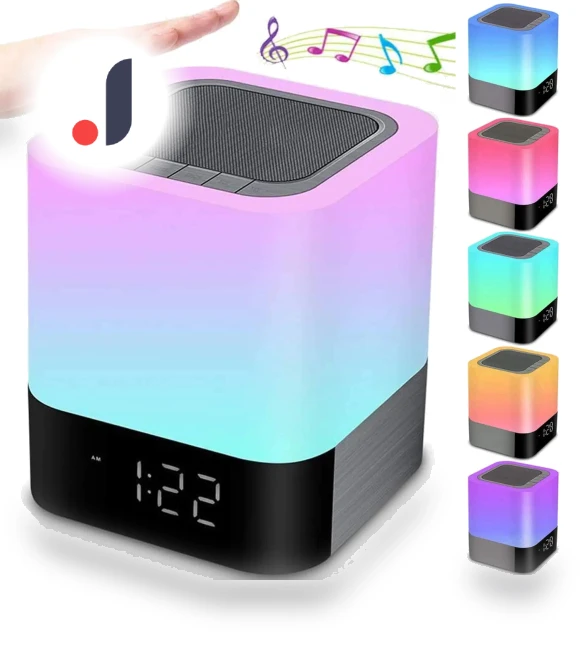 Colorful Bluetooth Speaker with Night Light and Digital Alarm Clock — Alarms & Clocks, Daily necessities-V