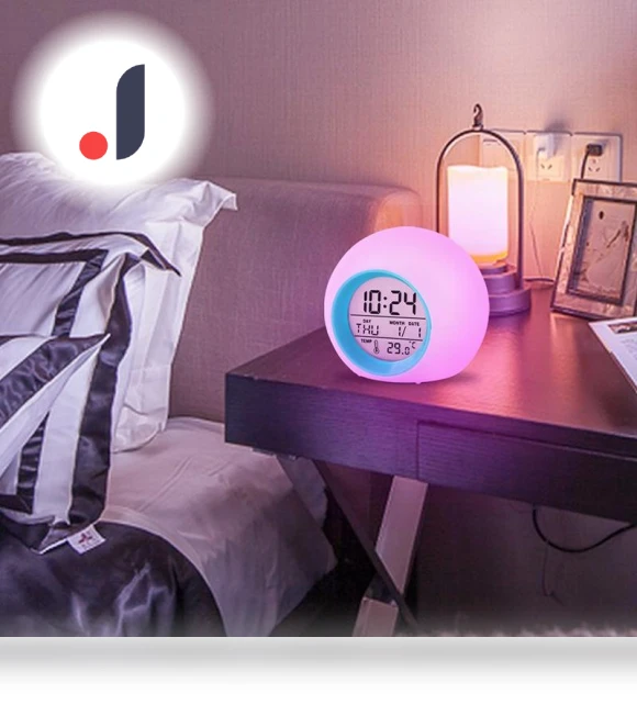 Creative 7 Color Round LED Digital Alarm Clock with Touch Control — Clocks, Daily necessities-V