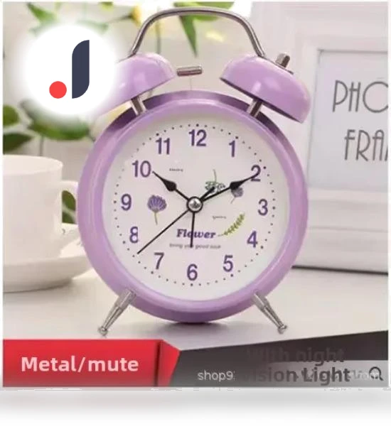 Creative Fashion Bedside Silent Simple Student Cartoon Alarm Clocks Multifunctional Metal Kids Night Lights Alarm Clocks — Alarms & Clocks, Daily necessities-V