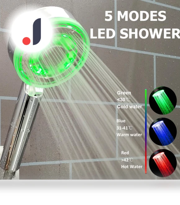 High Pressure Shower Head with LED Temperature Sensor — Fixed, DC-HOME-4