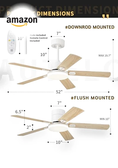 Low Profile Ceiling Fan with Light and Remote — Ceiling Fan Lighting Solutions, AUTELO