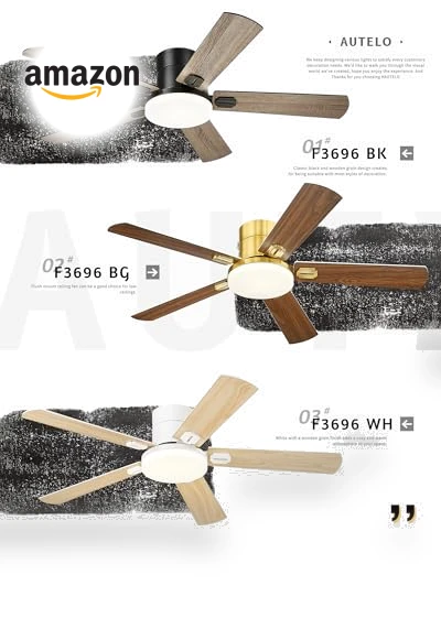 Low Profile Ceiling Fan with Light and Remote — Ceiling Fan Lighting Solutions, AUTELO