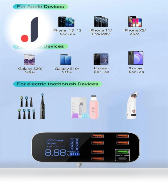 Portable Smart 8 Ports USB Car Charger — Chargers, Uav parts center