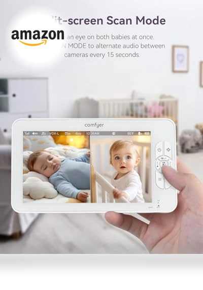 Split-Screen Baby Monitor with 2 Cameras — Baby Monitors, Comfyer