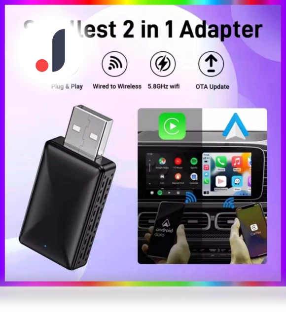 2 in 1 AI Box Mini Adapter for Wireless Carplay and Android Auto — Car Accessories & Gadgets, JOHO - CarGear
