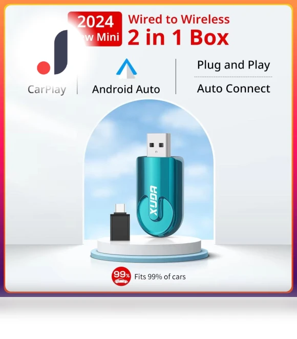 2-in-1 Wireless Mini Box for CarPlay and Android Auto — Car Accessories & Gadgets, ZoomSpark