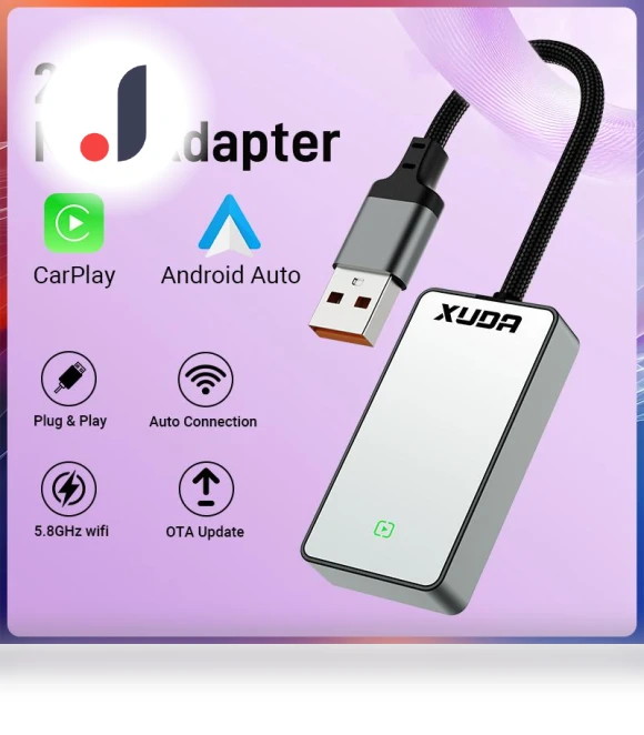2 In1 Carplay & Android Auto Adapter Glass Rearview Mirror Mini AI Box — Navigation & GPS Accessories, ZoomSpark
