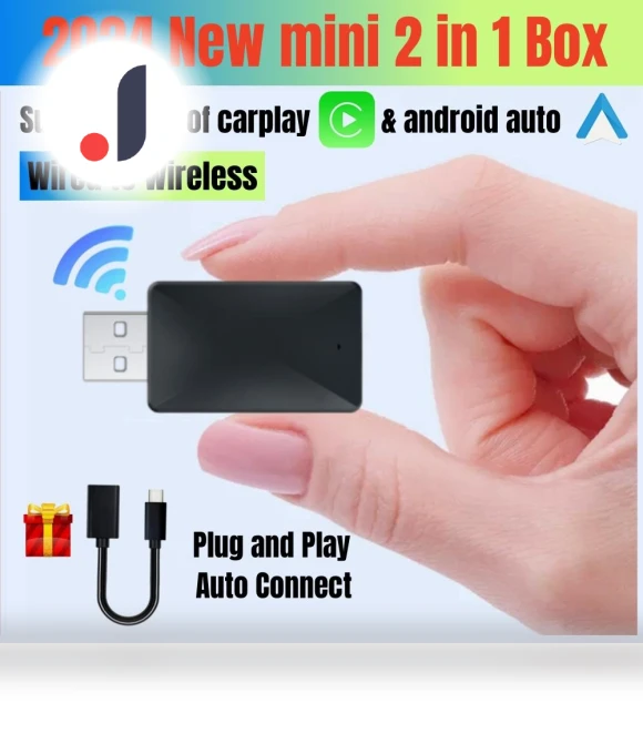 Carplay and Android Auto AI Box 2 in 1 Mini Adapter — Stereo Receivers, JOHO - CarGear