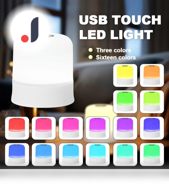 Colorful LED Touch Bedside Night Light — Night Lights, happy8