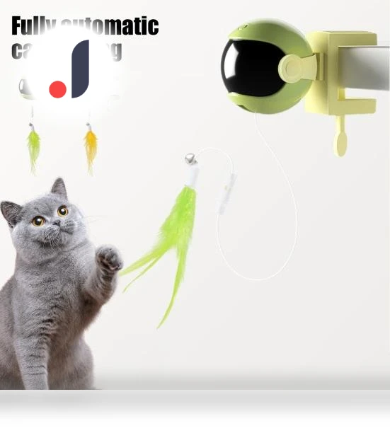 Door Hanging Electric Cat Toy with Feathers — Cat Playthings, I love My Pet