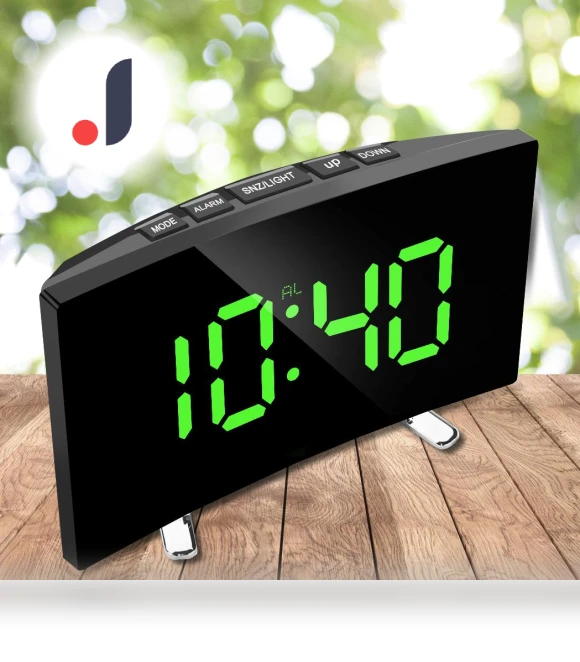 Electronic Alarm Clock with Curved Screen — Clocks, TOP-MALL-001