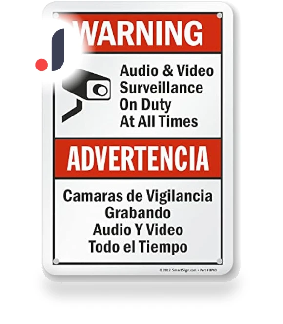 Warning - Audio & Video Surveillance On Duty At All Times Bilingual Sign — Signs, SmartSign