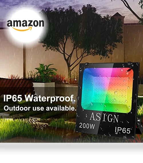 Bluetooth Control RGB LED Floodlight — Outdoor Security & Flood Lighting, ASIGN