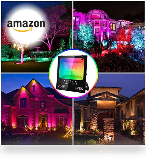 Bluetooth Control RGB LED Floodlight — Outdoor Security & Flood Lighting, ASIGN