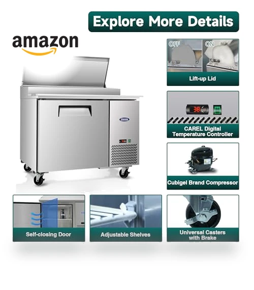 Commercial Pizza-Sandwich Prep Table Refrigerator — Drink Coolers, ORIKOOL
