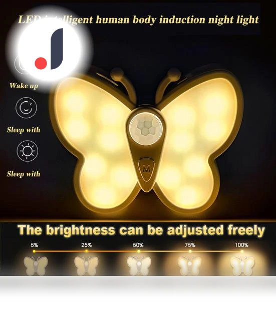 LED Butterfly Night Light with Adjustable Brightness — Night Lights, Blackcurrant