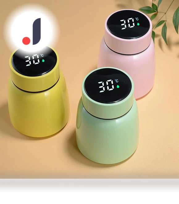 Smart LED Temperature Display Stainless Steel Thermos — Beverage Warmers, Red Lips