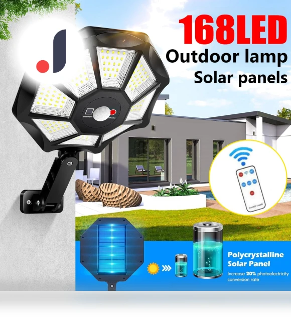 Solar Powered Street Light with Remote Motion Sensor — Outdoor Security & Flood Lighting, YWZT BEIMT Factory