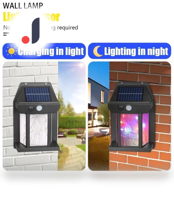 Solar Wall Lamp with Motion Sensor — Outdoor Security & Flood Lighting, Stone Home