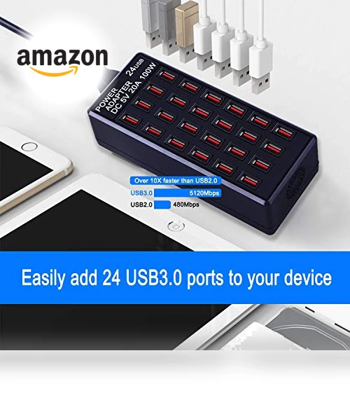 24-Port USB Charging Station — Power Hubs, MIXILIN
