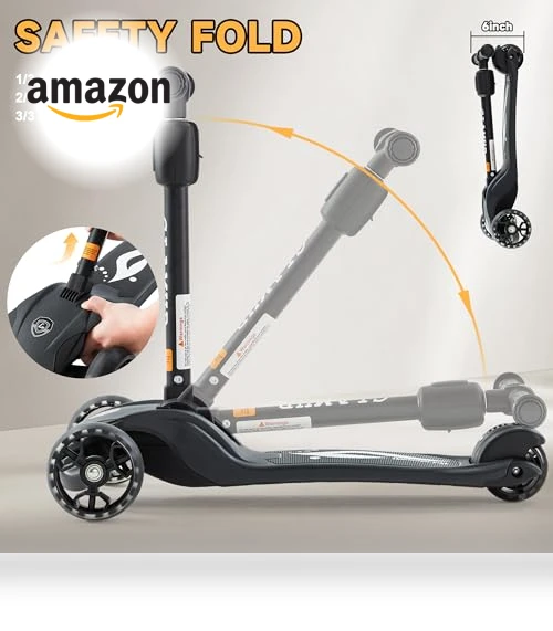 Adjustable Height Kids Scooter with LED Lights — Push Scooters, GLAMUP