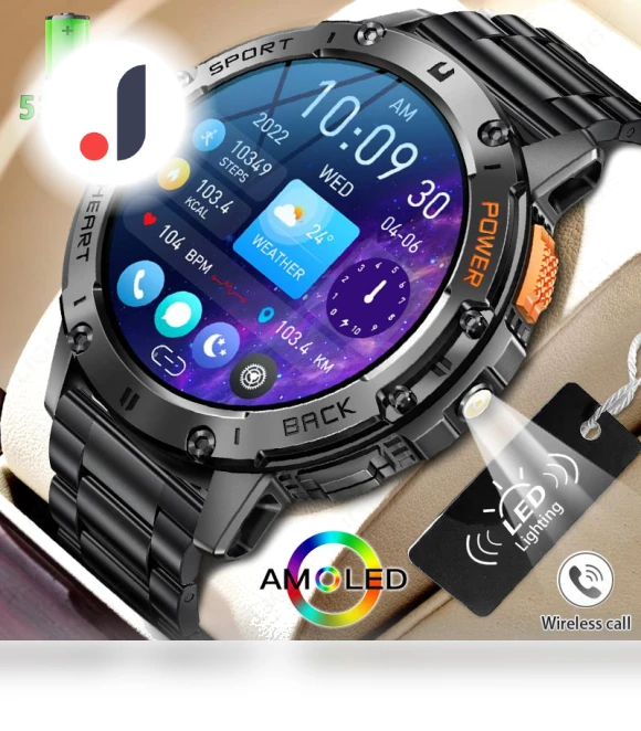 AMOLED Smartwatch for Men with Flashlight — Smartwatches, ElectronicsHome