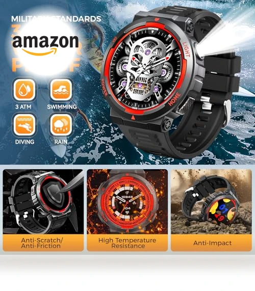 Military Smart Watch with LED Flashlight — Smartwatches, Foxhawk