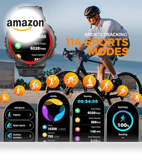 Military Smart Watch with LED Flashlight — Smartwatches, Foxhawk