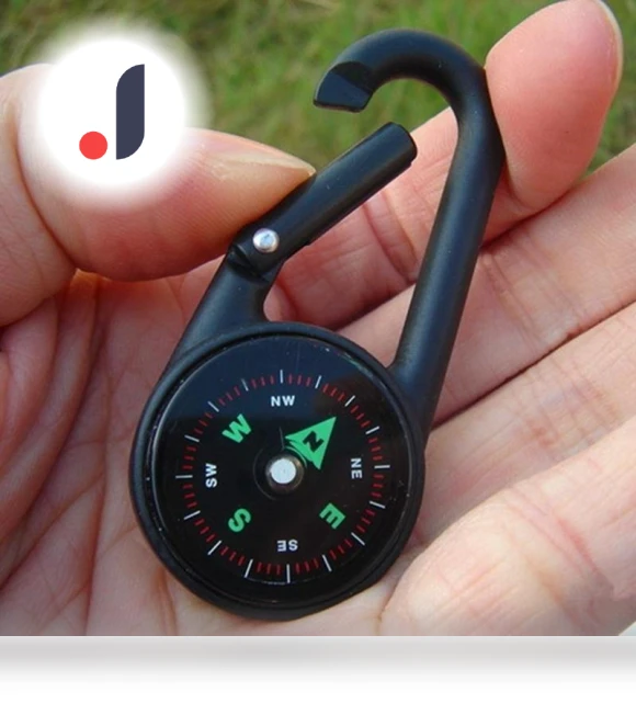 Multifunctional Smart Camping Carabiner with Mini Compass and Thermometer — Keychain Carabiners, Lansoon Electronics